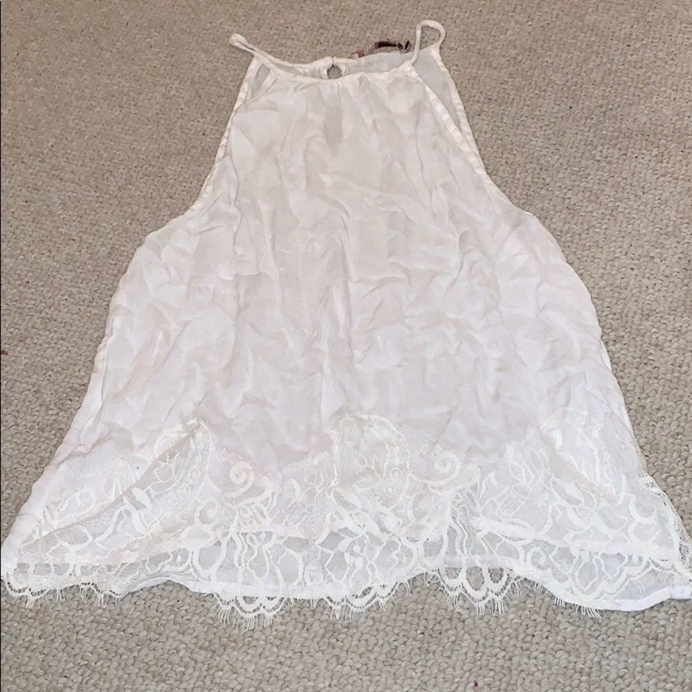 White Laced Bottom Tank Top